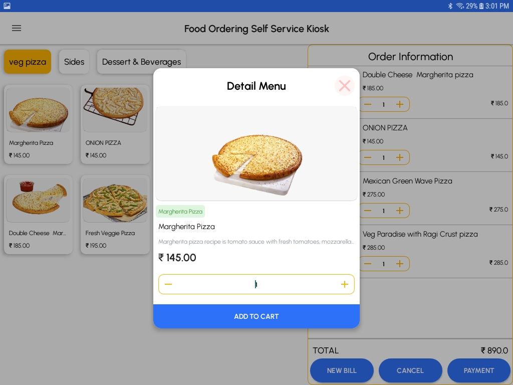Bonrix Food Ordering Cloud-Based Self-Service Kiosk Horizontal Screen Screenshot 3