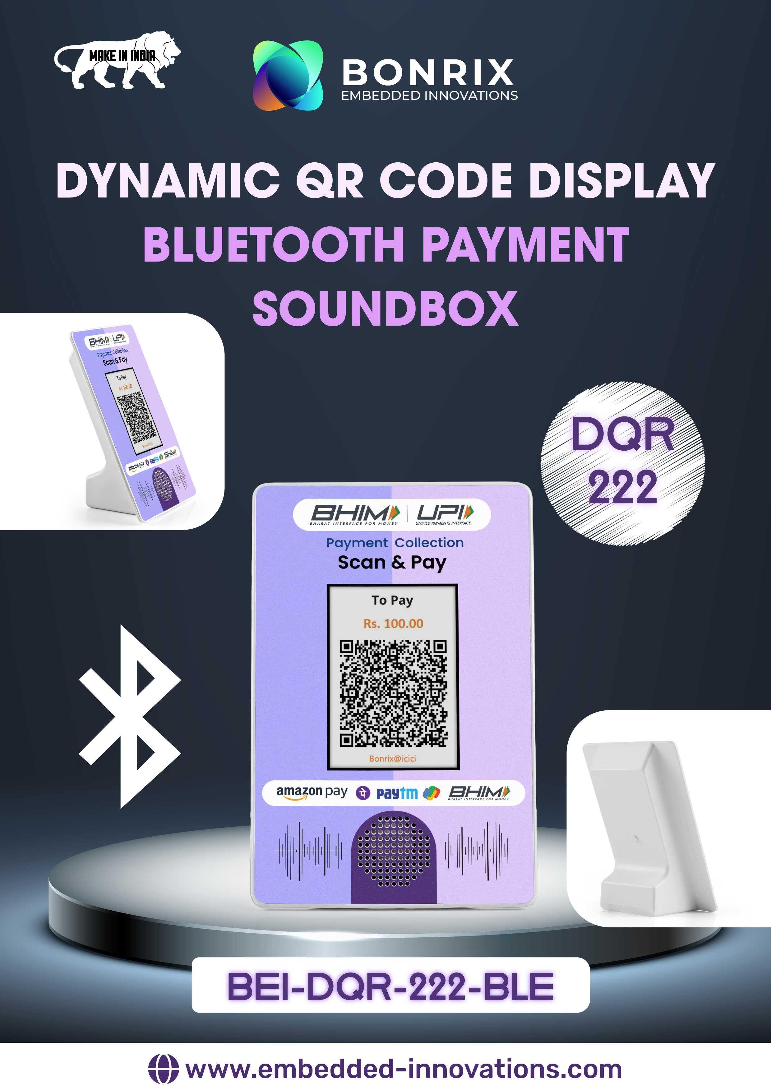 Dynamic QR Audio-Visual Hub: Smart Soundbox Display System (DQR-222)