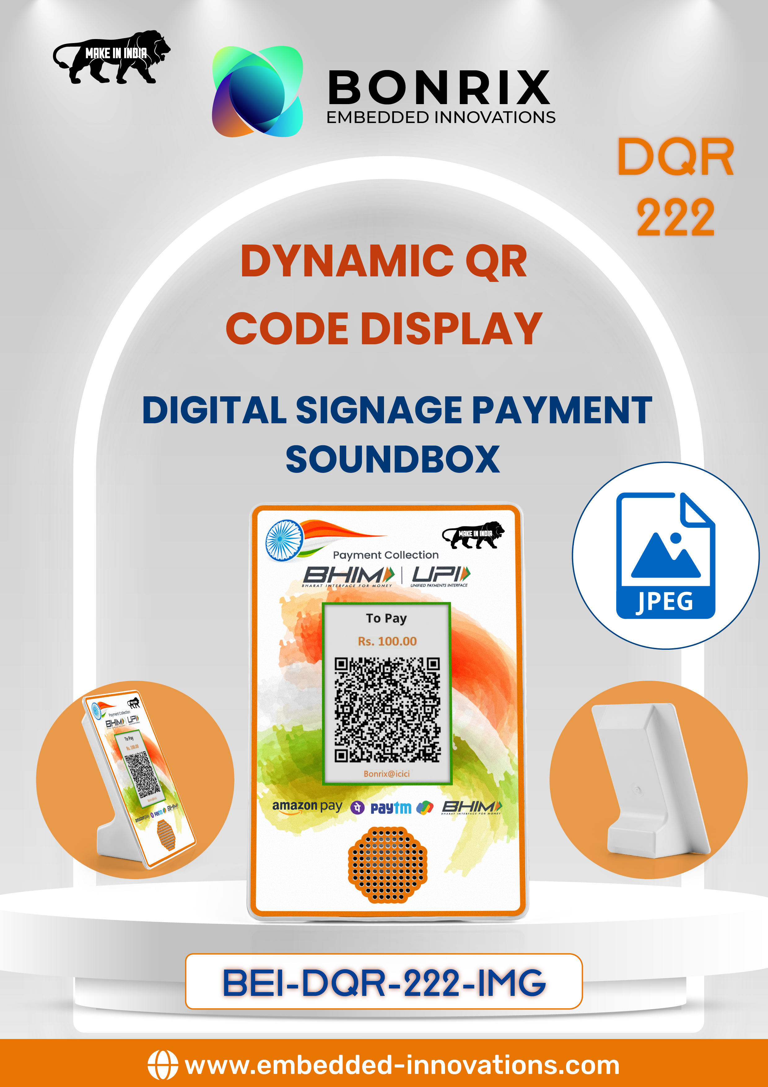 Next-Gen Digital Soundbox Display: Dynamic QR & Audio Integration (Model DQR-222)