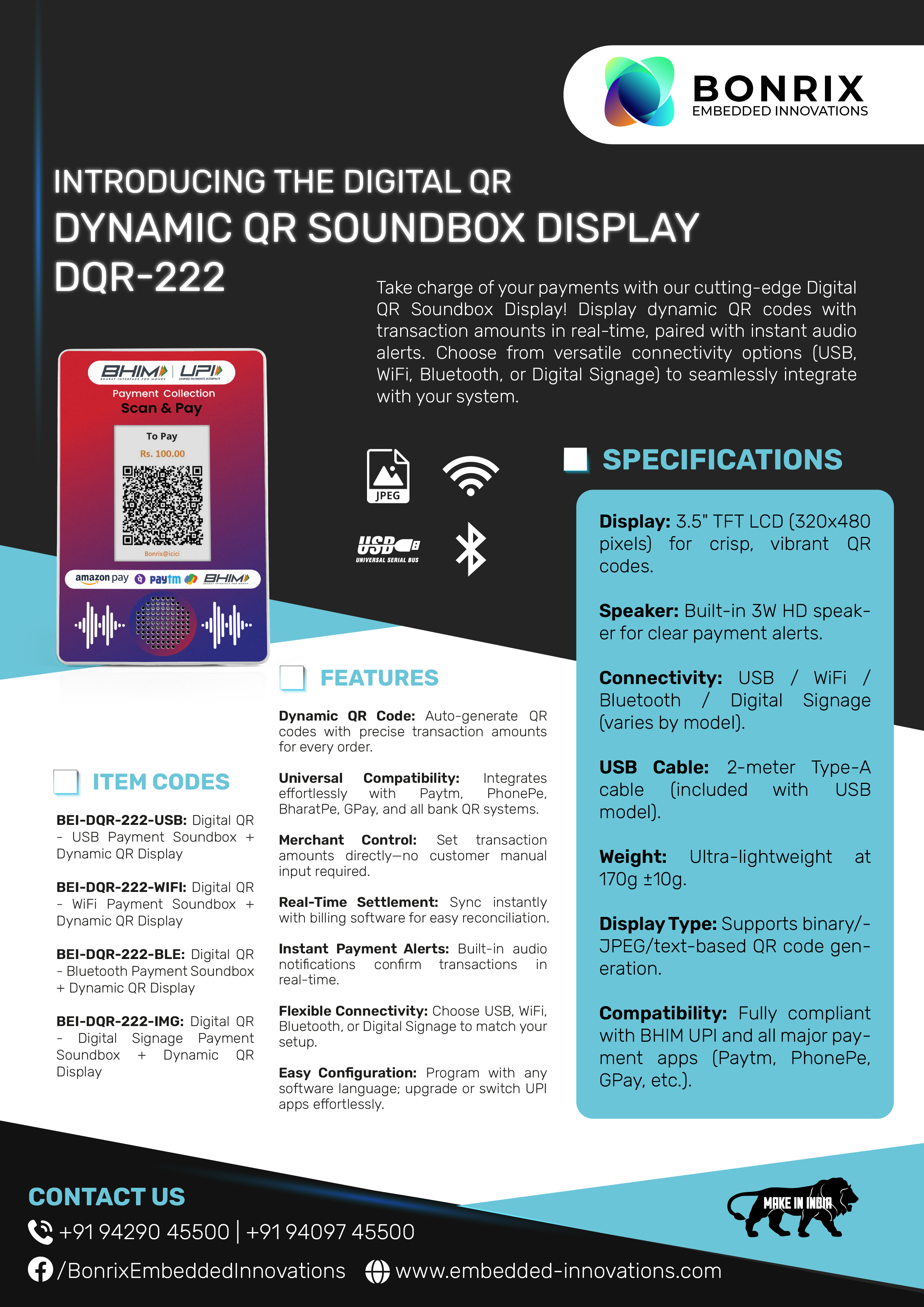 DQR-222 Digital Soundbox Pro: Adaptive QR Display for Modern Audio Solutions