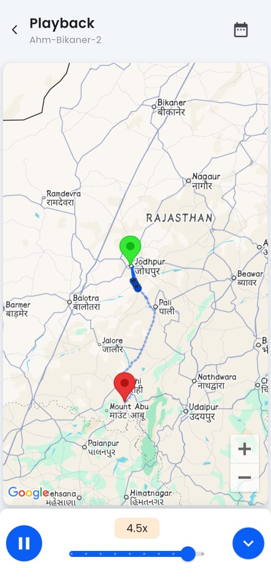 Animated playback of historical vehicle routes with adjustable speed for incident review and driver coaching
