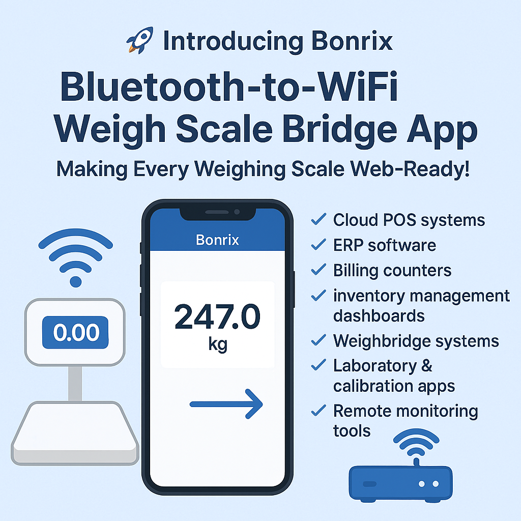 Bonrix Android Bluetooth to WIFI Weight Streamer for Cloud POS And ERP