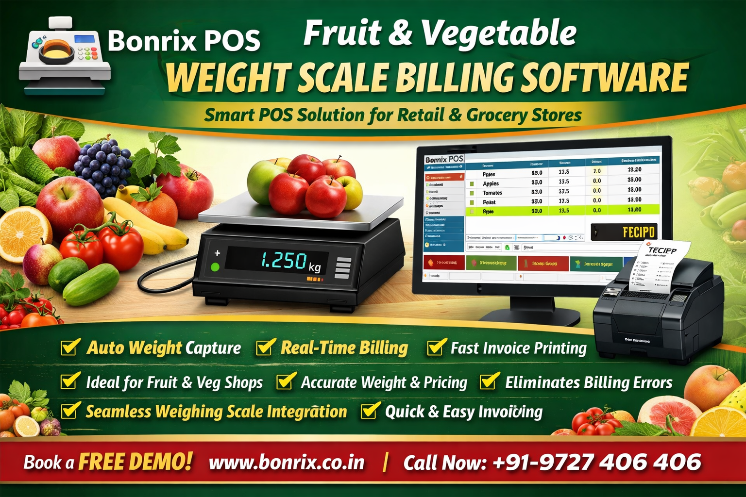 Bonrix Fruit & Vegetable Weight Scale POS Solution
