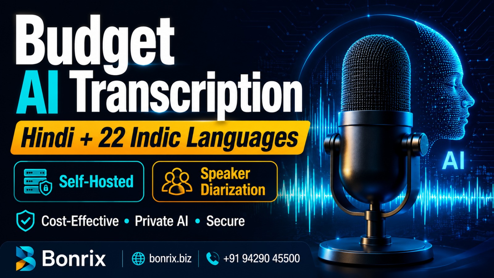 Bonrix Self-Hosted Local AI Transcription & Speaker Diarization for 22 Indian Languages