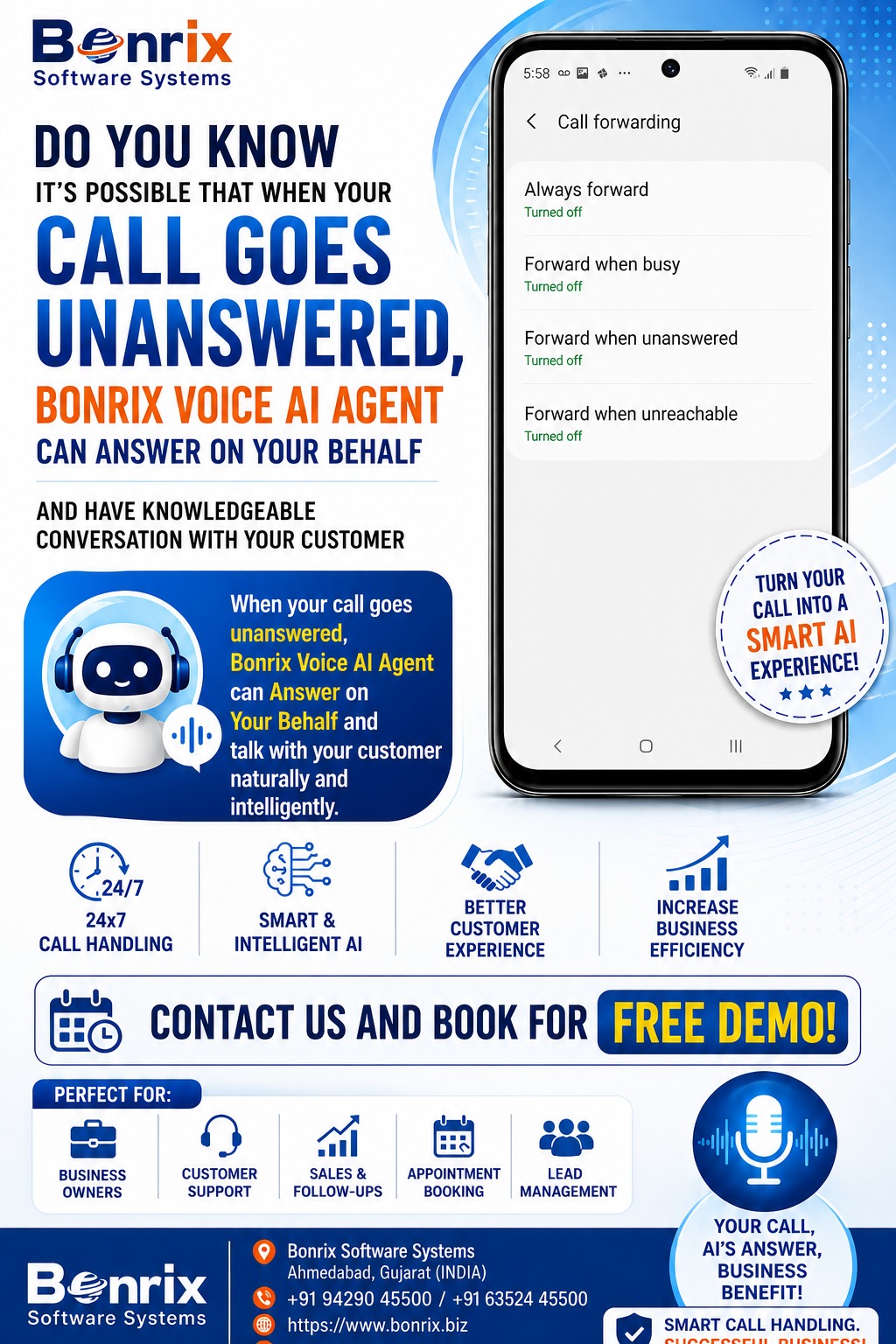 Bonrix Voice AI Agent: Turn Missed Calls into AI Conversations