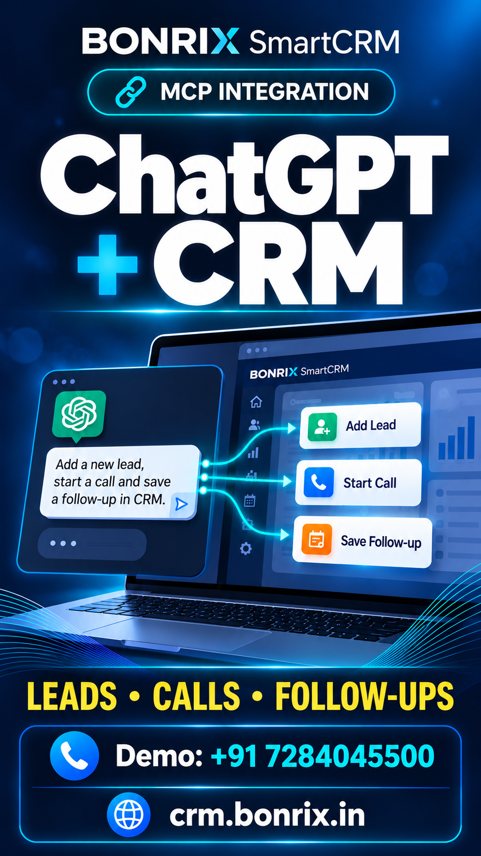 ChatGPT + Bonrix SmartCRM | Add Leads, Make Calls & Save Follow-Ups Using MCP
