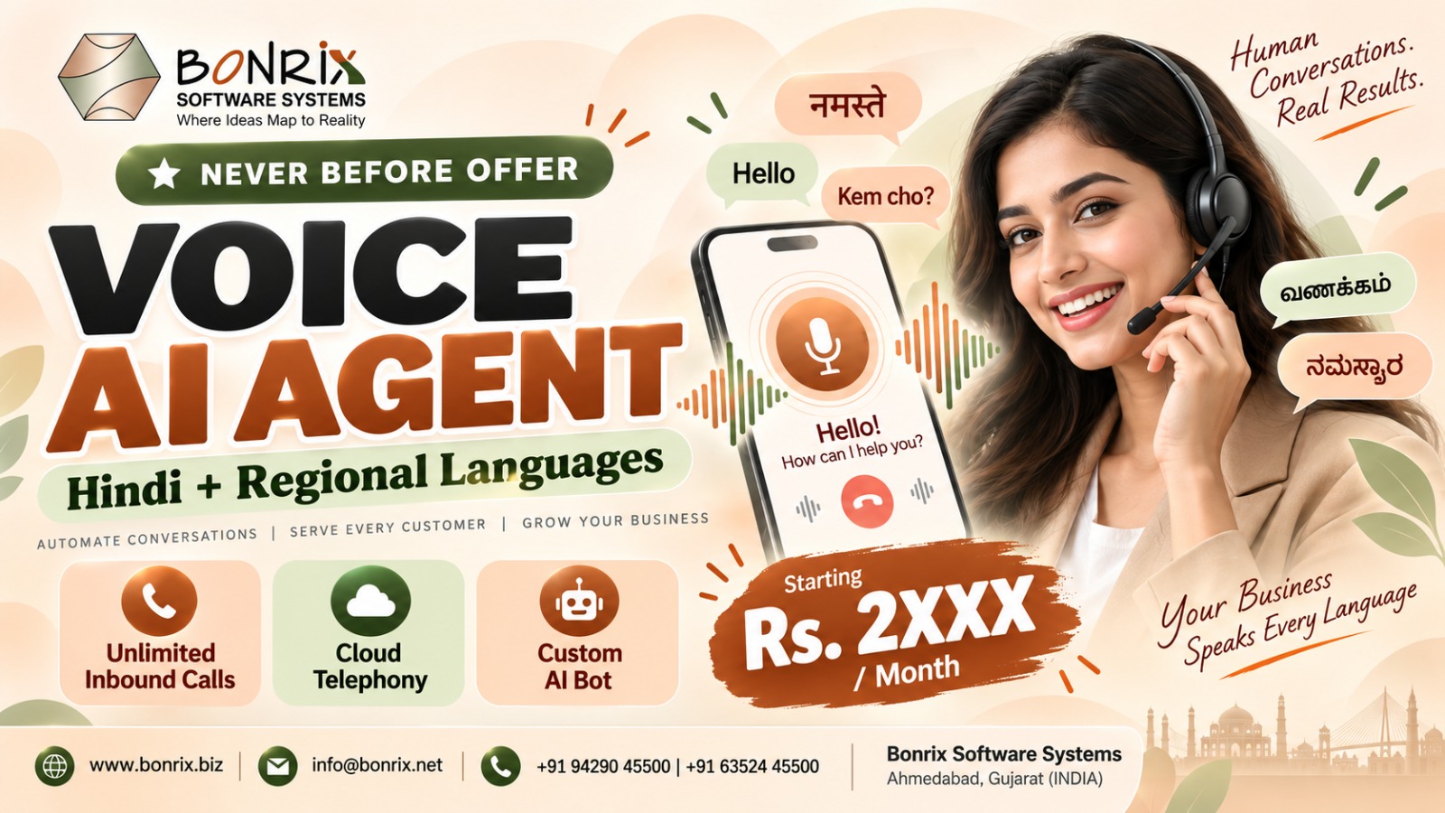 Bonrix Launches Custom Hindi & Regional Voice AI Agents for Inbound Calls
