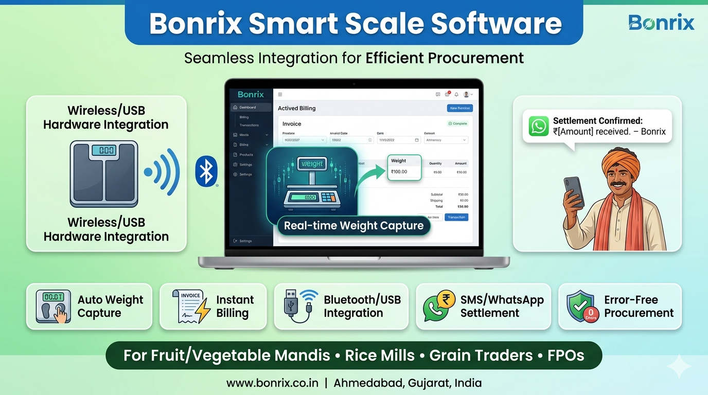Bonrix Smart Scale Software: Auto Weight Capture & Instant Billing for Agri Wholesale Purchasers